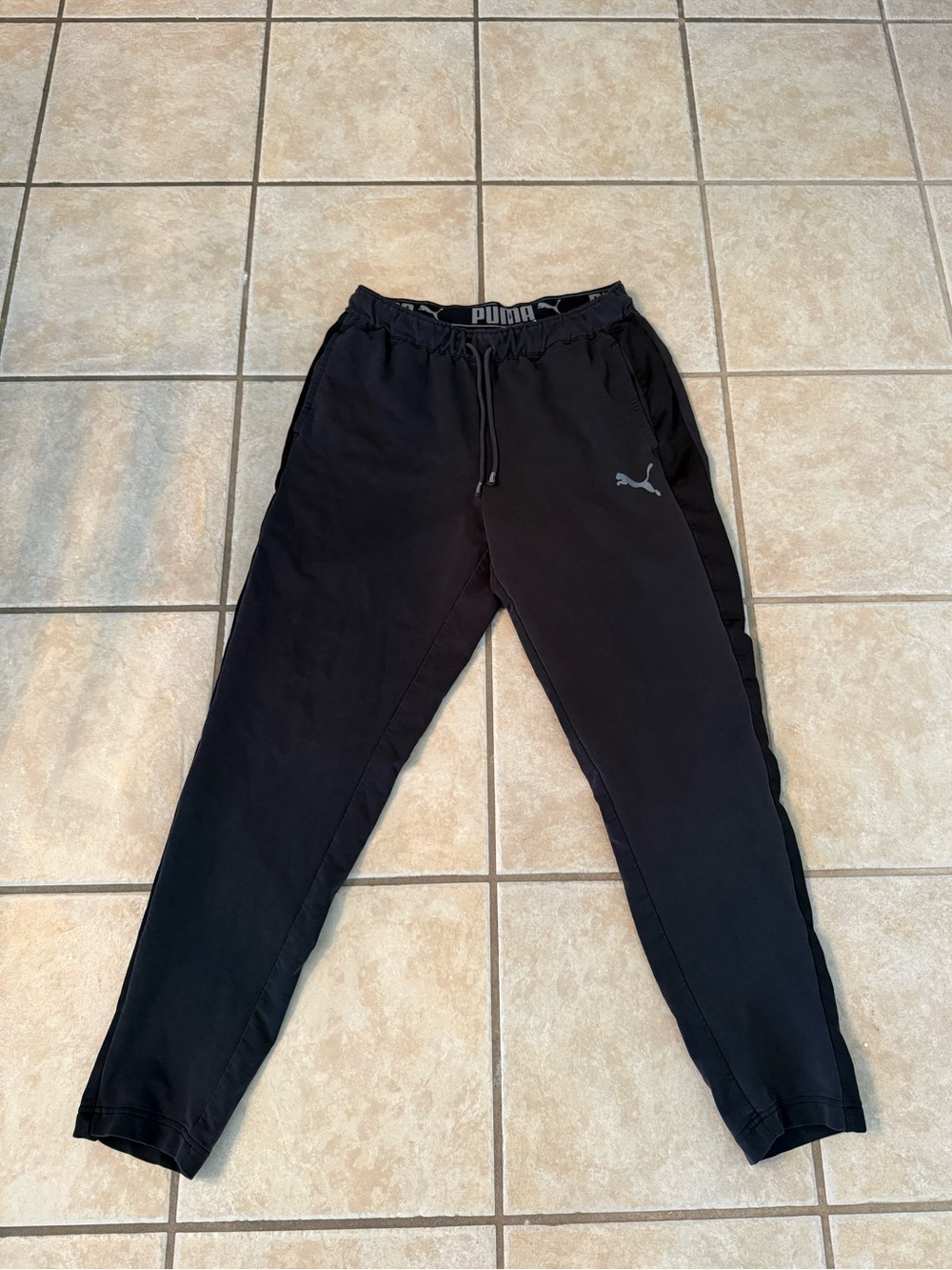 Puma Men's Black Athletic Joggers with Logo
